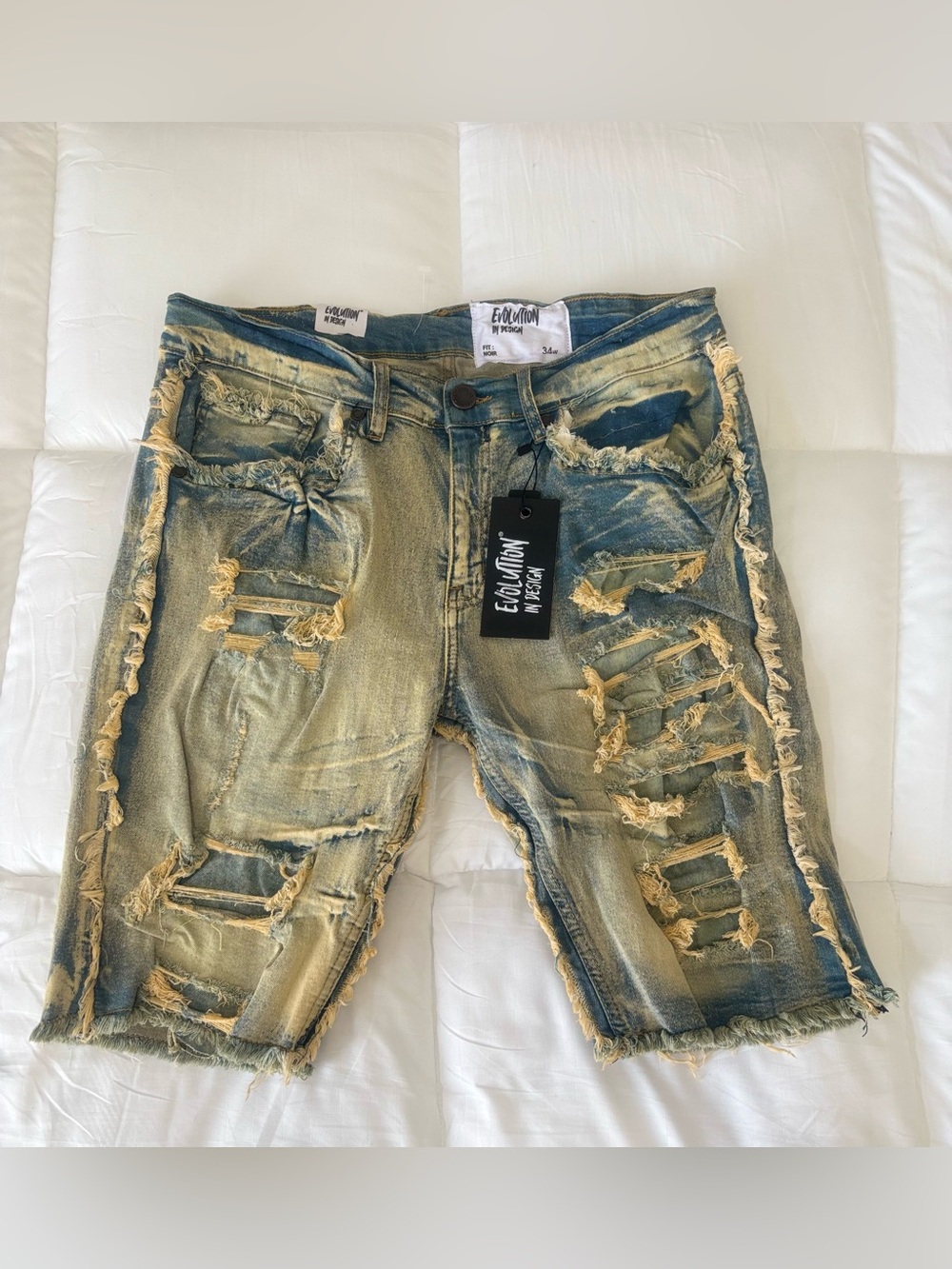 Evolution by Design Men’s Heavily Distressed Denim Shorts